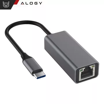 Przejściówka USB-C do Ethernet Adapter Alogy karta sieciowa LAN RJ45 GIGABIT 1000MBPS Czarna