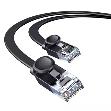 Przewód Baseus Speed Six kabel sieciowy płaski RJ45 1000Mbps 2m czarny (WKJS000101)