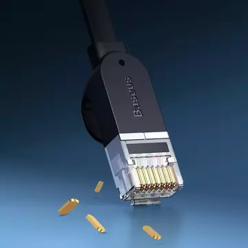 Przewód Baseus Speed Six kabel sieciowy płaski RJ45 1000Mbps 2m czarny (WKJS000101)