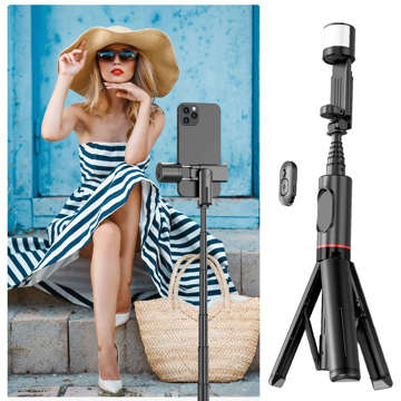 Selfie Stick Alogy Techsuit kijek do zdjęć selfie Tripod bezprzewodowy Bluetooth Remote z pilotem Black