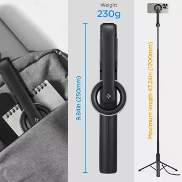 Selfie Stick Kijek Statyw Tripod Spigen S580W MagSafe Bluetooth uchwyt do telefonu zdjęć + Pilot Czarny