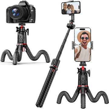 Selfie stick kijek Bluetooth Statyw Flexible Tripod Giętki elastyczny uchwyt do telefonu zdjęć L07S czarny