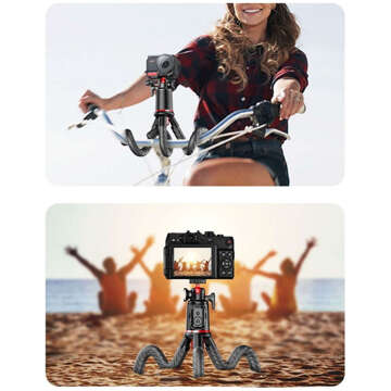 Selfie stick kijek Bluetooth Statyw Flexible Tripod Giętki elastyczny uchwyt do telefonu zdjęć L07S czarny