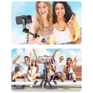 Selfie stick kijek Bluetooth Statyw Flexible Tripod Giętki elastyczny uchwyt do telefonu zdjęć L07S czarny