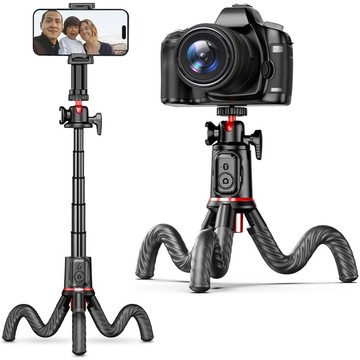 Selfie stick kijek Bluetooth Statyw Flexible Tripod Giętki elastyczny uchwyt do telefonu zdjęć L07S czarny