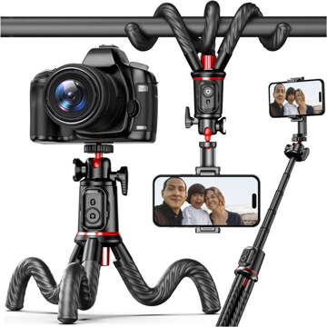 Selfie stick kijek Bluetooth Statyw Flexible Tripod Giętki elastyczny uchwyt do telefonu zdjęć L07S czarny