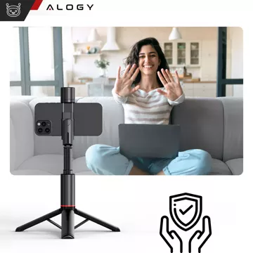 Selfie stick kijek Statyw Tripod uchwyt do telefonu zdjęć Lampa LED + Pilot Bluetooth 75.8cm Alogy czarny