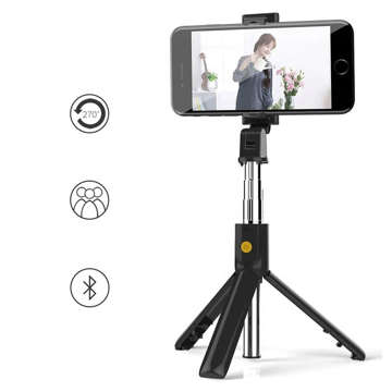 Selfie stick statyw Tripod Alogy Stand uchwyt na telefon kijek do zdjęć selfie pilot Bluetooth Czarny