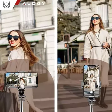 Selfie stick statyw kijek Bluetooth Alogy Tripod uchwyt do telefonu Czarny