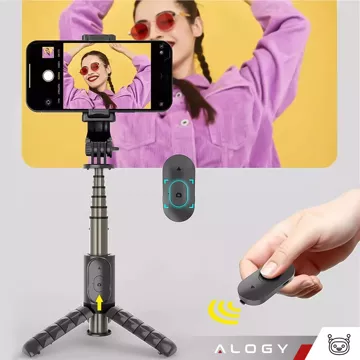 Selfie stick statyw kijek Bluetooth Alogy Tripod uchwyt do telefonu Czarny