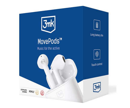 Słuchawki bezprzewodowe 3mk MovePods z etui ładującym PowerBankiem Białe