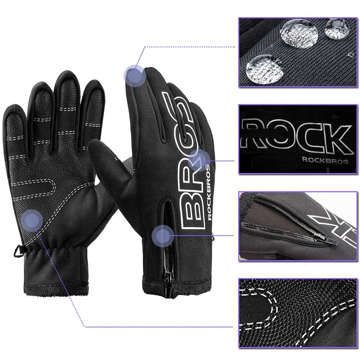 Sportowe rękawiczki rowerowe L RockBros wiatroodporne rękawice na rower do telefonu S091-4BK-L Czarne