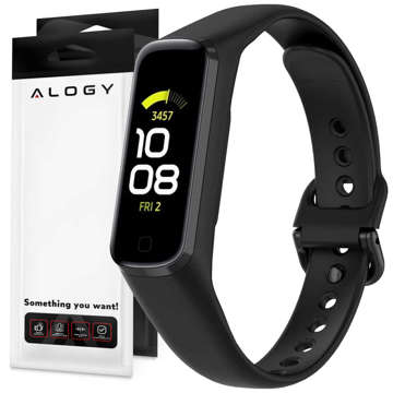Sportowy pasek gumowy soft Alogy strap do Samsung Galaxy Fit 2 SM-R220 Czarny