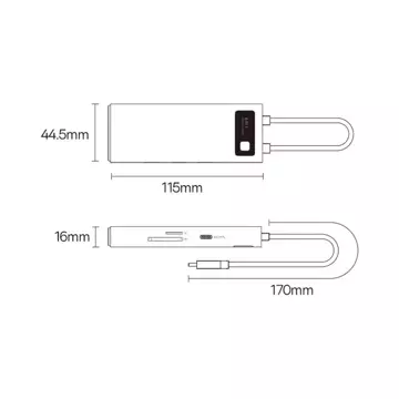 Stacja dokująca HUB Baseus Metal Gleam Series 6 w 1 szary (WKWG030213)