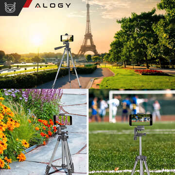 Statyw tripod Alogy lekki z pilotem i torbą uchwyt na smartfon, telefon, aparat do zdjęć 105cm 4w1