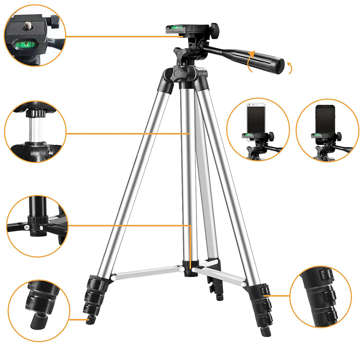 Statyw tripod Alogy lekki z pilotem i torbą uchwyt na smartfon, telefon, aparat do zdjęć 105cm 4w1