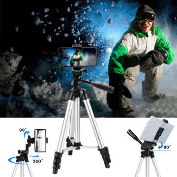 Statyw tripod Alogy lekki z pilotem i torbą uchwyt na smartfon, telefon, aparat do zdjęć 105cm 4w1