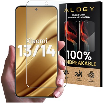 Szkło "NIETŁUKĄCE" do Xiaomi 13 / 14 na ekran hybrydowe Alogy Flexi Glass 9H Case Friendly płaskie na ekran