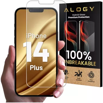 Szkło "NIETŁUKĄCE" do etui iPhone 14 Plus hybrydowe ochronne folia na ekran Alogy Flexi Glass 9H Case Friendly płaskie na ekran