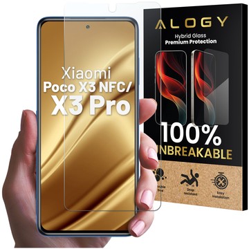 Szkło "NIETŁUKĄCE" hybrydowe do Xiaomi Poco X3 NFC / X3 Pro na ekran hybrydowe Alogy Flexi Glass 9H Case Friendly płaskie na ekran