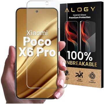 Szkło "NIETŁUKĄCE" hybrydowe do Xiaomi Poco X6 Pro na ekran hybrydowe Alogy Flexi Glass 9H Case Friendly płaskie na ekran