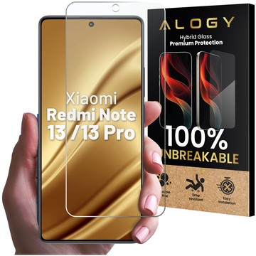 Szkło "NIETŁUKĄCE" hybrydowe do Xiaomi Redmi Note 13 / Note 13 Pro na ekran Alogy Flexi Glass 9H Case Friendly płaskie na ekran