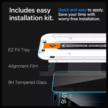 Szkło hartowane Spigen Glas.tR ”EZ Fit” do Apple iPhone 15 Pro Privacy