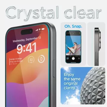 Szkło hartowane Spigen Glas.tR ”EZ Fit” do iPhone 15 / 16 Clear