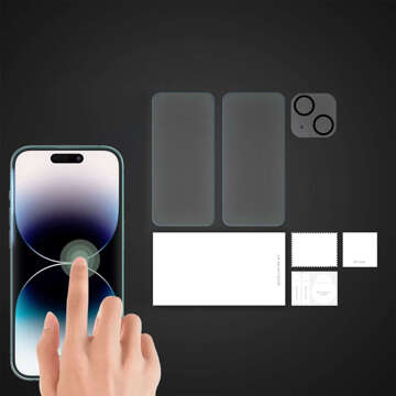 Szkło hartowane do Apple iPhone 15 2x na ekran + 1x na obiektyw aprat Lens zestaw szkieł