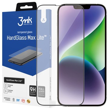 Szkło hartowane do iPhone 13/ 13 Pro/ 14 3mk HardGlass Max Lite™ 9H pełne na cały ekran