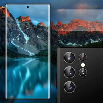 Szkło hartowane na obiektyw do Samsung Galaxy S22 Ultra Osłona aparatu Camring Pro+ Black 