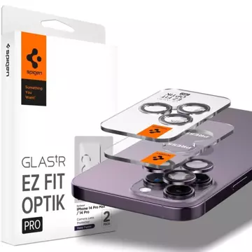 Szkło hartowane osłona aparatu Spigen Optik.Tr "EZ FIT" Camera Protector 2-PACK do Apple iPhone 14 Pro / 14 Pro Max DEEP PURPLE