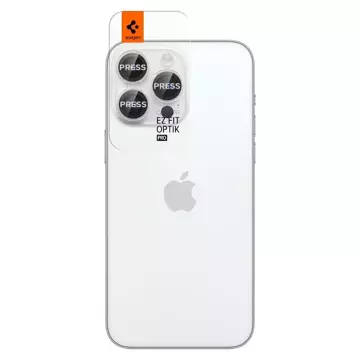 Szkło hartowane osłona aparatu Spigen Optik.Tr "EZ FIT" Camera Protector 2-PACK do Apple iPhone 14 Pro / 14 Pro Max SILVER