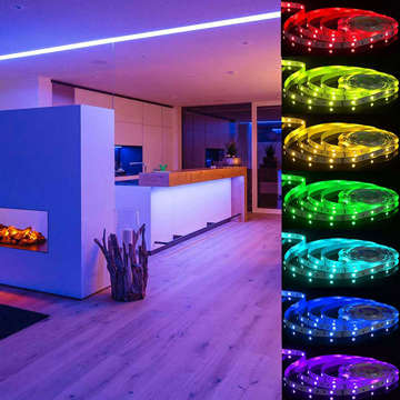 Taśma wodoodporna LED RGB 5m kolorowa zasilacz sterownik + Pilot 300 SMD 3528