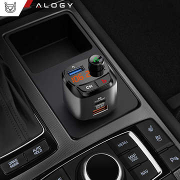 Transmiter samochodowy FM Alogy Ładowarka USB QC 3.0 + USB-C PD Bluetooth odtwarzacz MP3