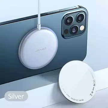 USAMS Ładowarka indukcyjna US-CD160 magnetic W2 15W aluminiowa iPhone 12 series srebrny/silver CD160DZ01