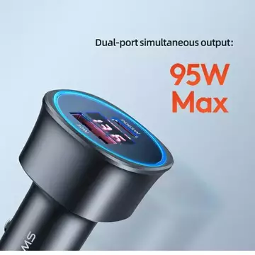 USAMS Ładowarka samochodowa 1xUSB+1xUSB-C C26 95W (only head) Fast Charge czarny/black CC146TC01 (US-CC146)