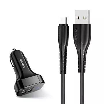 USAMS Ładowarka samochodowa 2xUSB C13 2,1A USB-C czarny/black NTU35TC13TZ