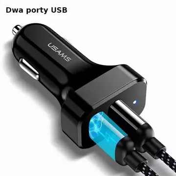 USAMS Ładowarka samochodowa 2xUSB C13 2,1A czarny/black (only head) CC87TC01