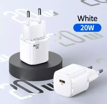 USAMS Ładowarka sieciowa 1x USB-C T36 mini 20W (only head) PD3.0 Fast Charging biały/white CC124TC02 (US-CC124)