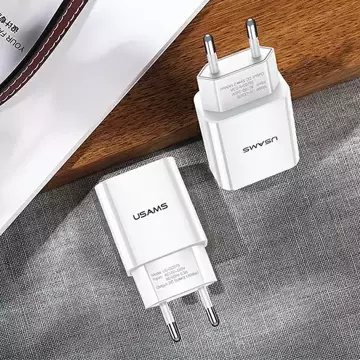 USAMS Ładowarka sieciowa 1x USB T18 2,1A (only head) biały/white Fast Charging CC075TC01
