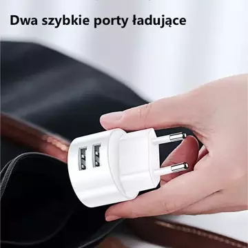 USAMS Ładowarka sieciowa 2xUSB T20 2,1A microUSB biały/white round Fast Charging XTXLOGT18MC05