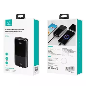 USAMS Powerbank PB58 10000mAh 22.5W QC3.0+PD Fast Charge czarny/black 10KCD16101 (US-CD161)