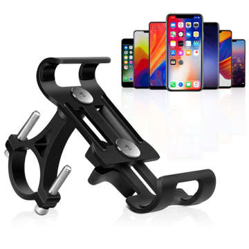 Uchwyt rowerowy Alogy Metal Bike Holder do telefonu na kierownicę na rower motor hulajnoga Czarny + Pasek bezpieczeństwa