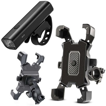 Uchwyt rowerowy Alogy One Touch Bike Holder do telefonu 4.5-7" na kierownicę na rower motocykl hulajnogę Czarny + Lampka rowerowa