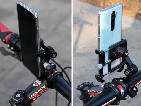 Uchwyt rowerowy motocyklowy GUB Plus 11 na telefon GPS aluminiowy Czarny