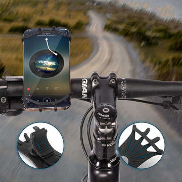 Uchwyt rowerowy silikonowy RockBros LF436BK na rower motocykl hulajnogę na kierownicę do telefonu Czarny
