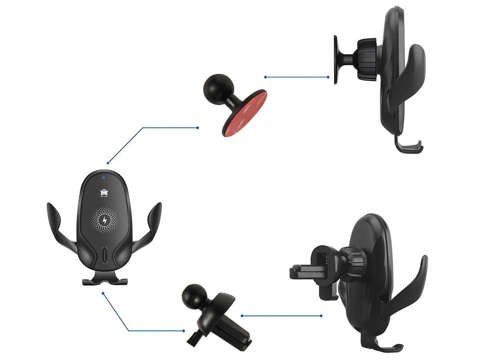 Uchwyt samochodowy Alogy grawitacyjny z ładowarką Qi 15W