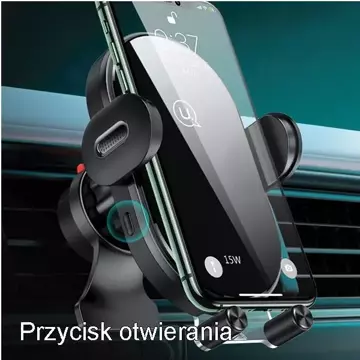 Uchwyt samochodowy do telefonu indukcyjny USAMS US-CD132 15W Automatic do kratki went. CD132ZJ01 czarny/black 