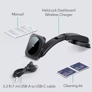 Uchwyt samochodowy z ładowarką Esr Halolock Low Arm Magnetic Magsafe Dashboard Car Mount Wireless Charger Black